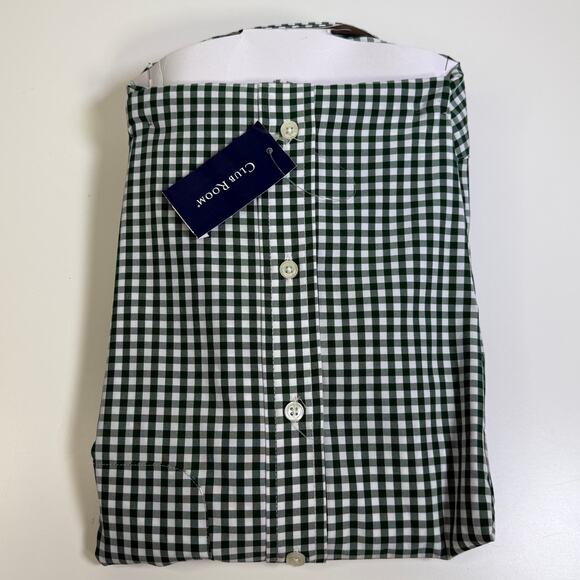 Club Room Men's Regular Fit Traveler Dress Shirt, green Gingham 15.5 34/35 $60 - Picture 5 of 6